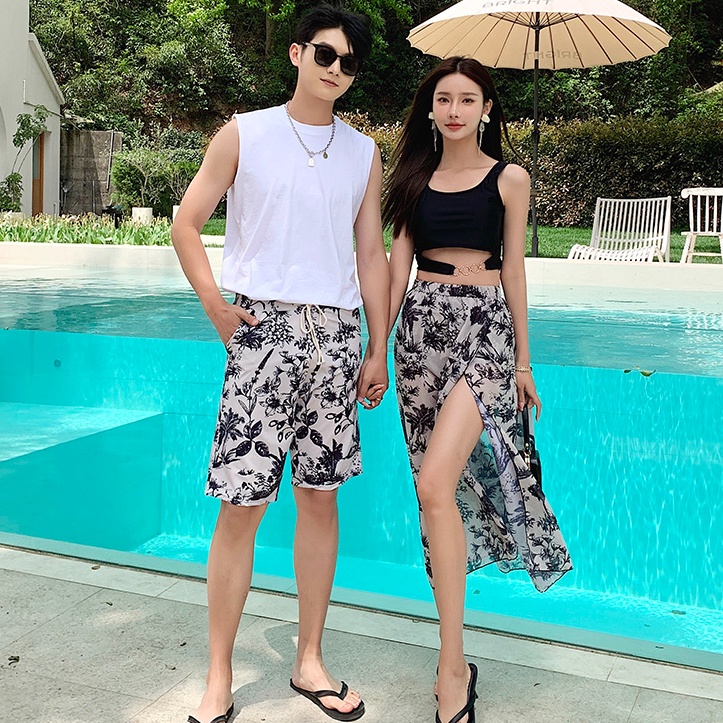 Couple Vacation Swimsuit Ladies Three-Piece Bikini Suit Black