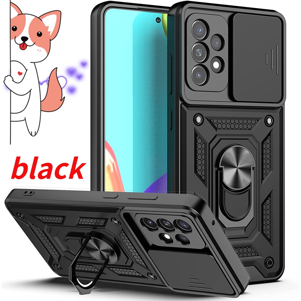 JIAFEI Custodia Per Oppo Realme C35 Con Anello Magnetico 360° - Antiurto TPU + PC Trasparente (Nero)