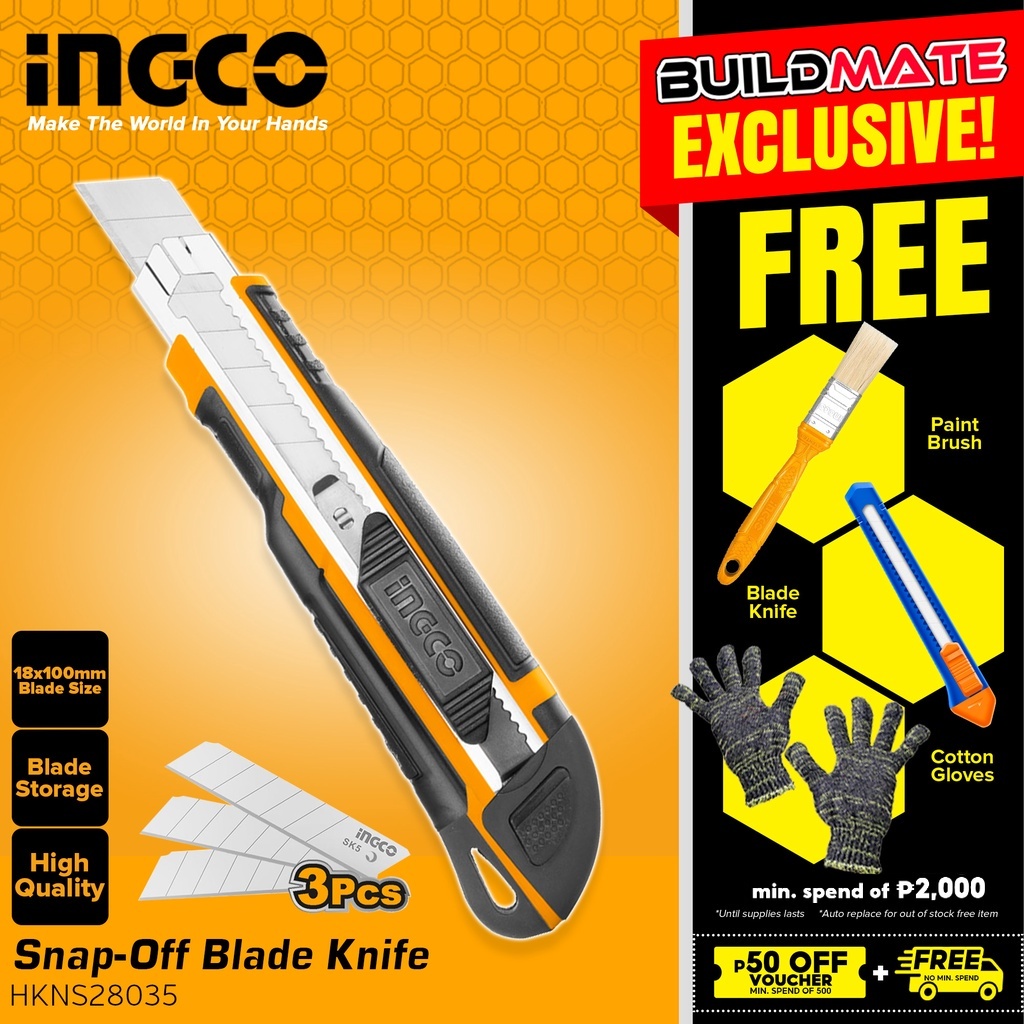 INGCO Snap Off Cutter Blade Knife Heavy Duty Super Select 18 x 100mm