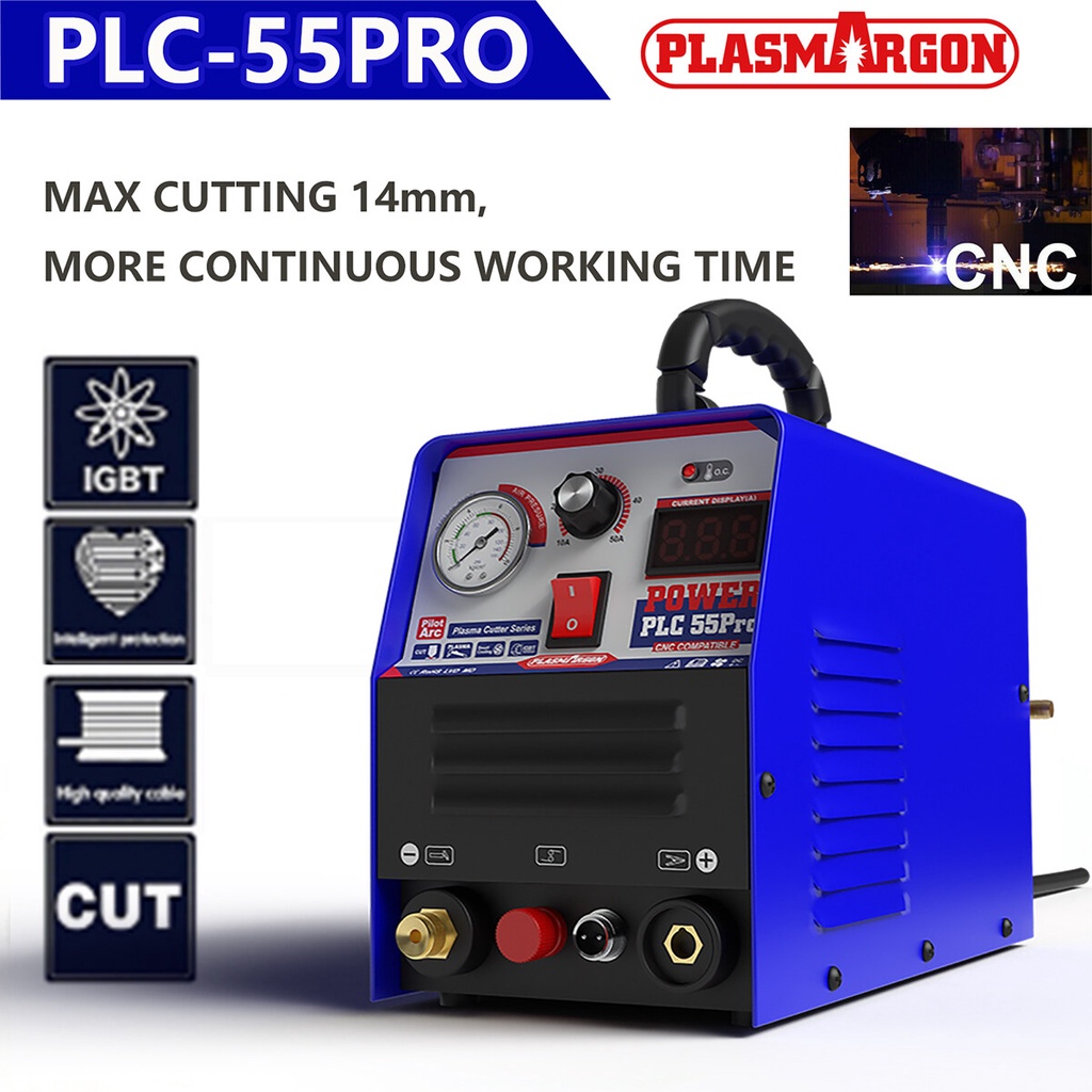 Plasmargon Cut55p Pilot Arc Plasma Cutter Machine Air Cnc Cutting 14mm 220v Igbt Inverter 7644