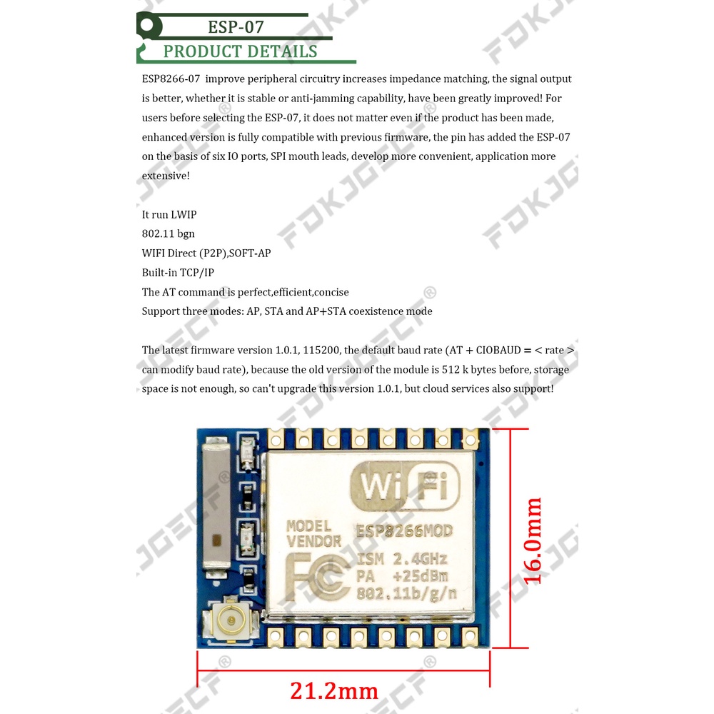 ESP-07 ESP8266 WiFi REMOTE Serial Transceiver wireless Wifi Module ESP ...