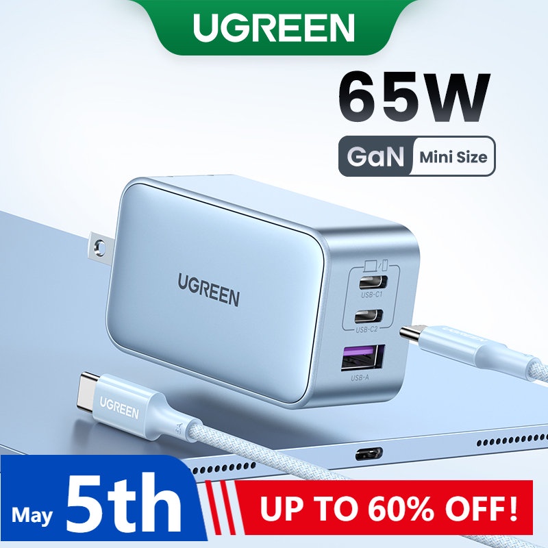 UGREEN 65W GaN Charger Quick Charge 4.0 3.0 Type C PD USB Charger for  iPhone 14 13 12 Pro Max Fast Charger For Laptop PD Charger