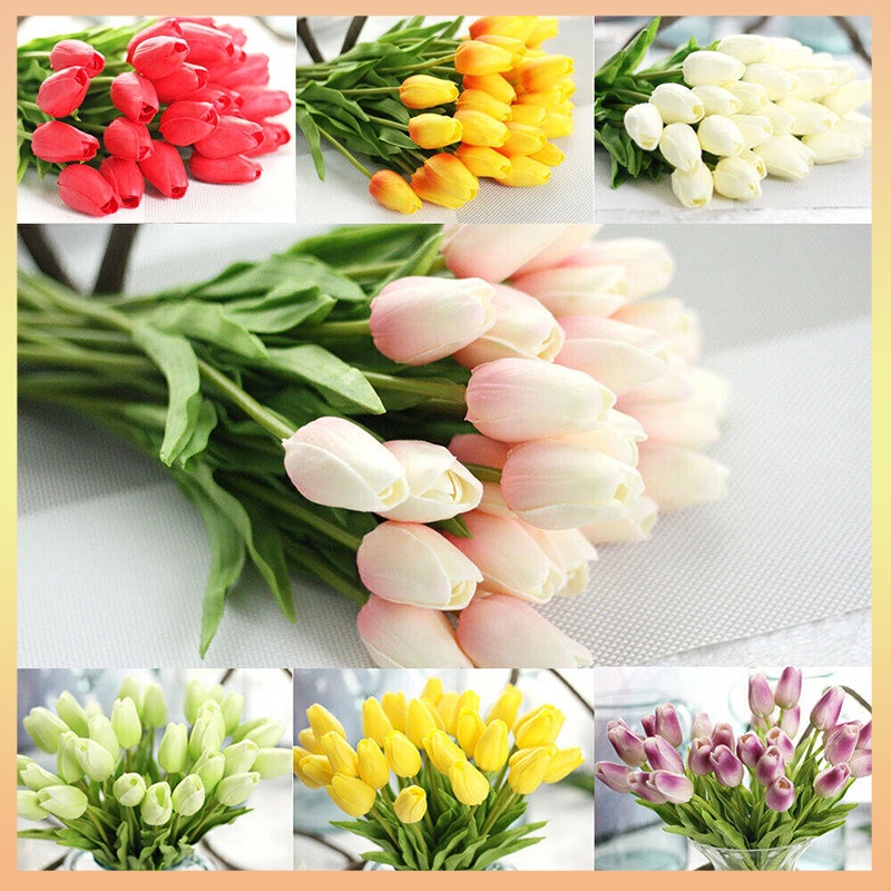 Artificial Fake Flower Real Touch Tulips Bouquet Home Bridal Wedding