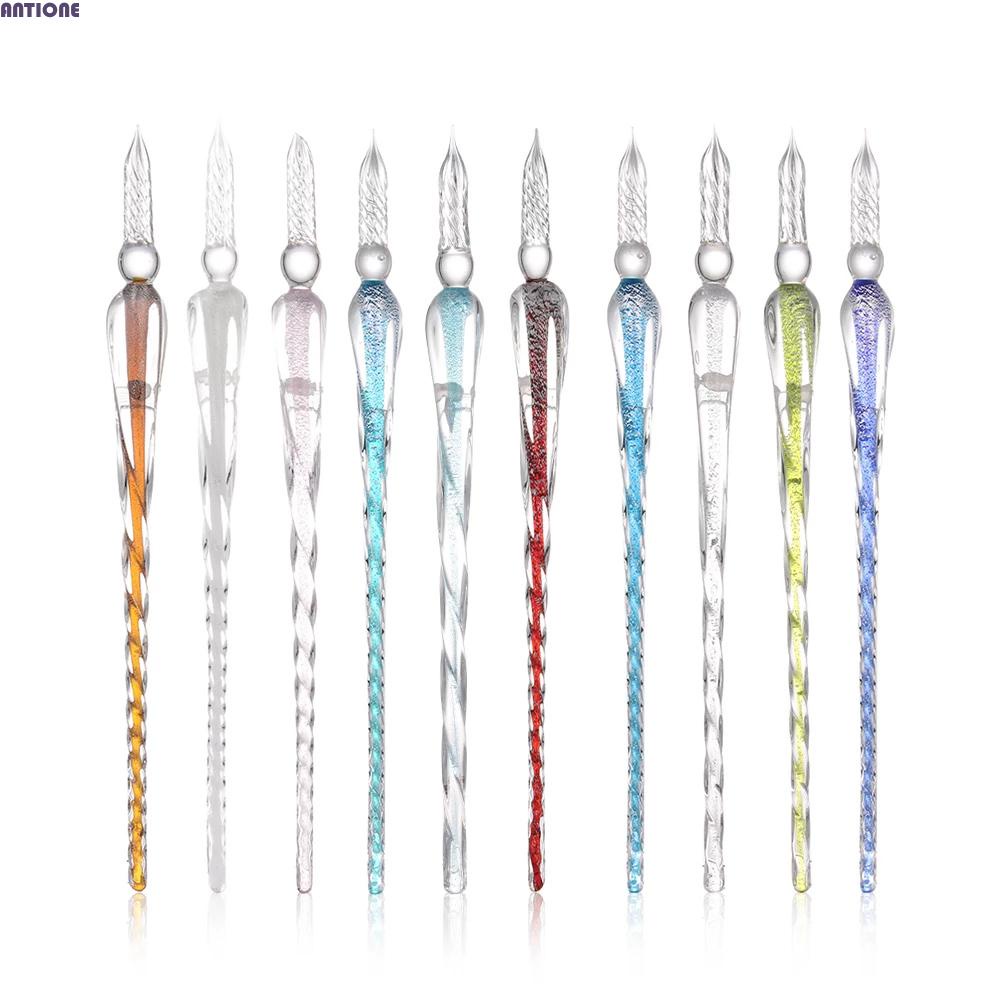 ANTIONE Glass Dip Pen Writing Supplies Painting Pen 0.7mm Crystal Pen Vintage Dipping Pen