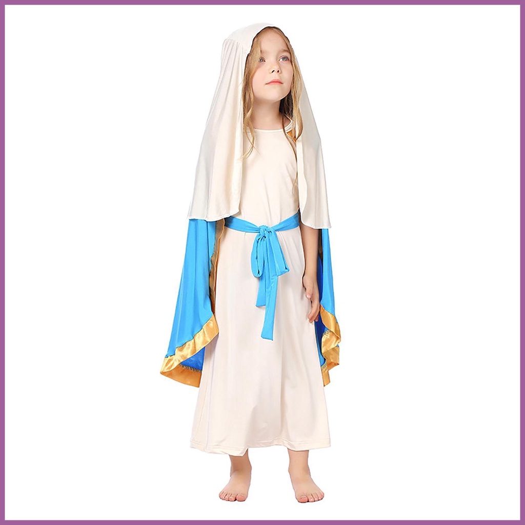 Virgin Mary Costume Girls Child Biblical Robe Costumes Delicate ...