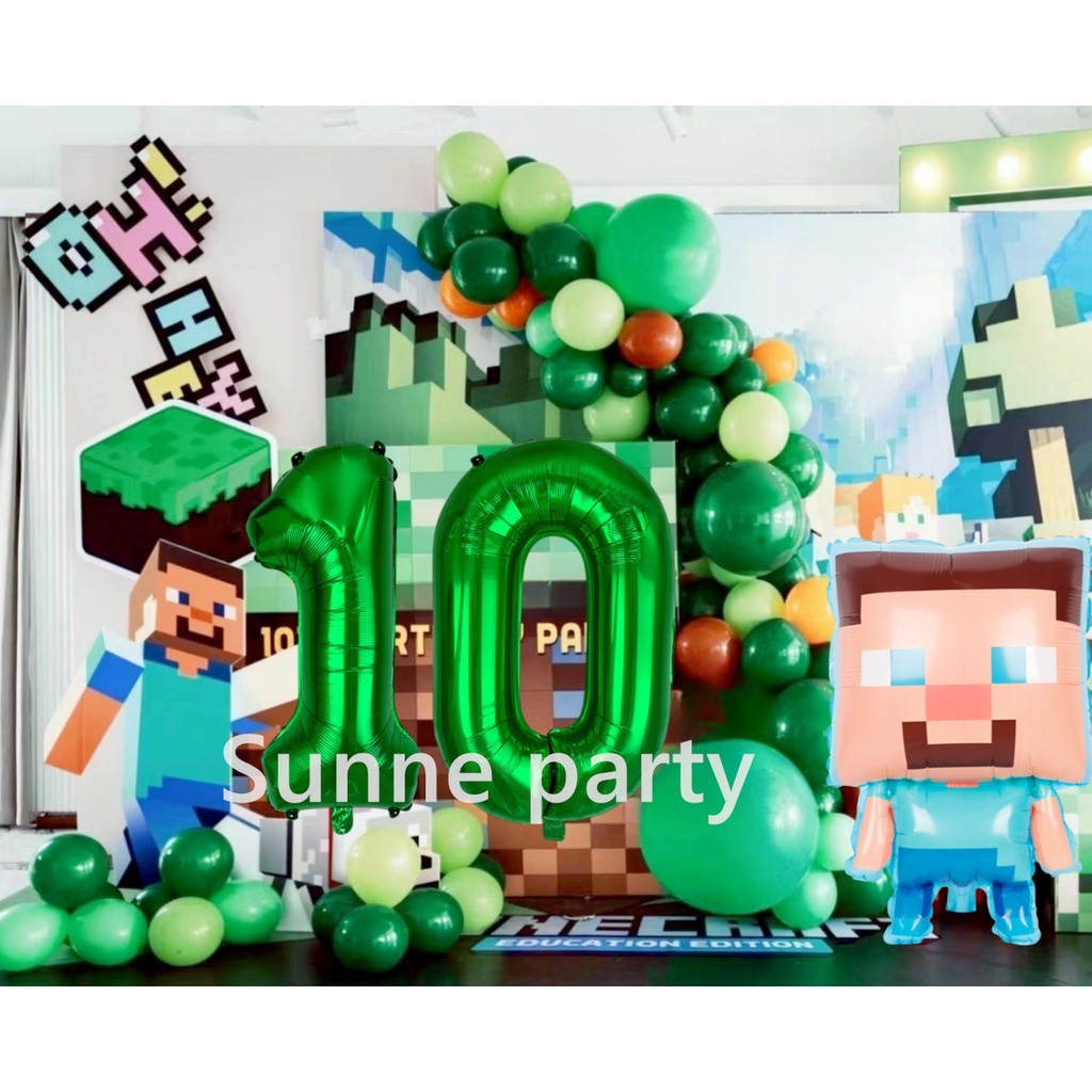 66pcs Minecraft Theme Party Balloons Arch Kits 32inch Dark Green ...