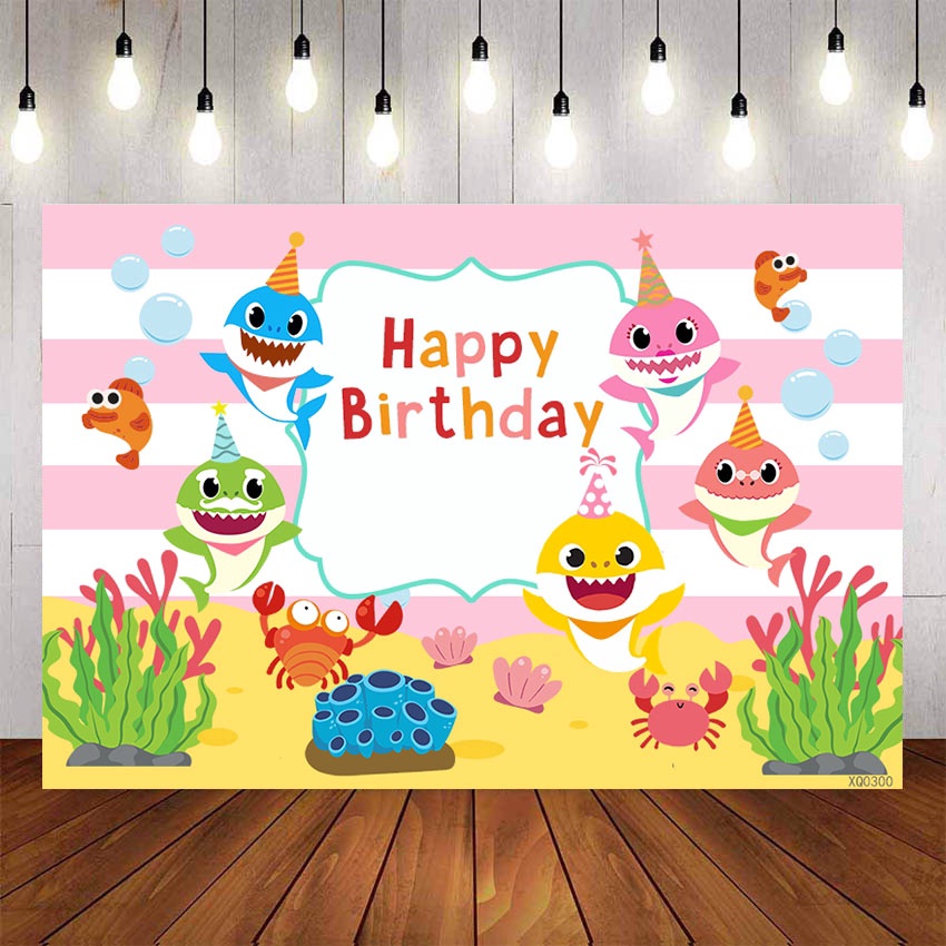 Pink Sea for Baby Shark Backgrounds For Photo Studio Girls Baby Shower