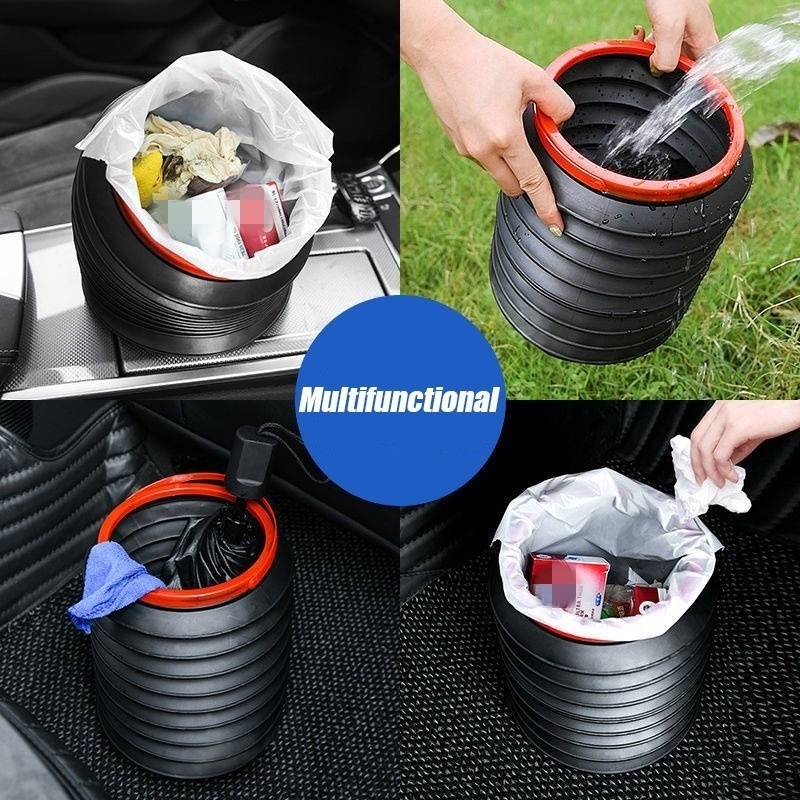 Cross Foldable Car Trash Can With Lid - Leak-proof Hanging Storage Bag For Car Trash Bin, Car - View #14