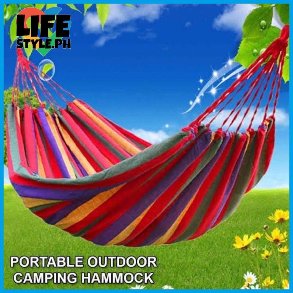 LS Portable Camping Cotton Rope Outdoor Hammock Duyan | Shopee Philippines
