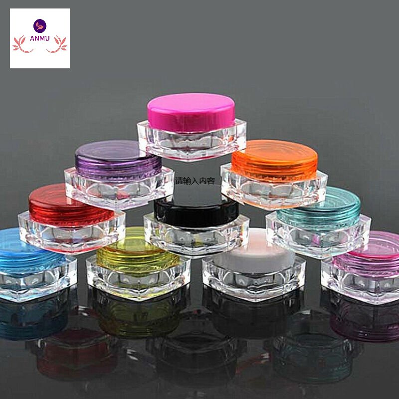 3g 5g Empty mini Travel Plastic Square Cosmetic jar Skin care Container