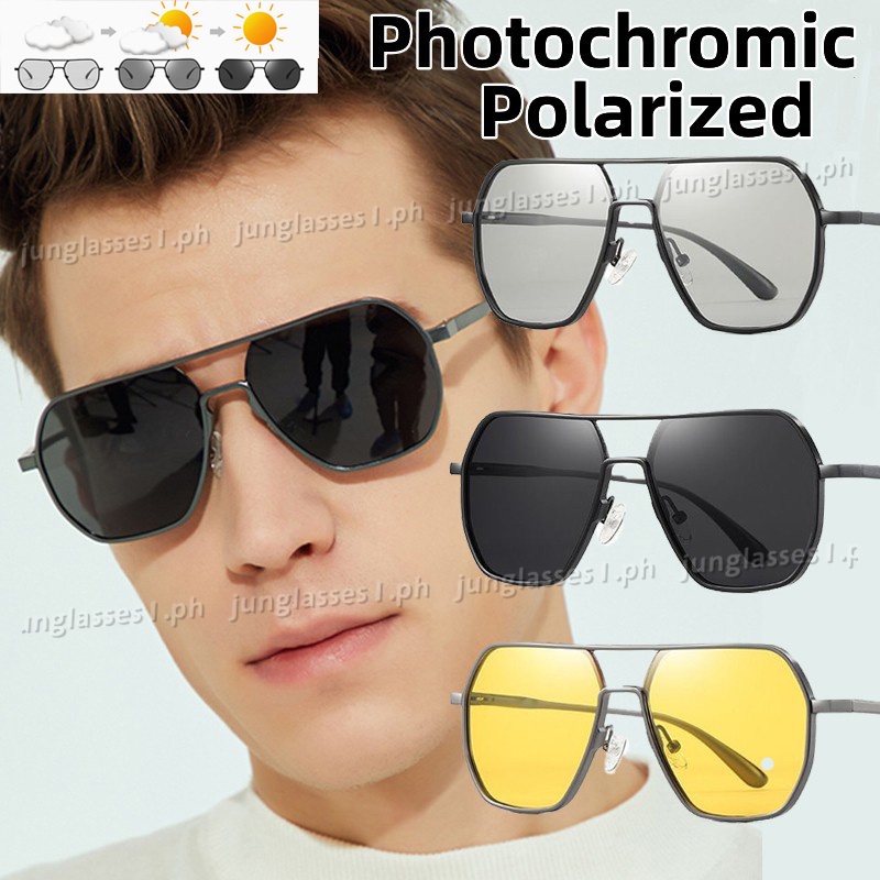 New Metal Polarized Double Beam Photochromic Sunglasses For Men Drive