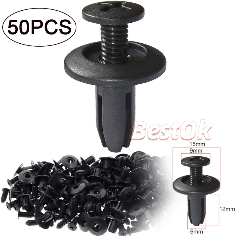 100 Pièces Clips De Fixation Nylon Pour Pare-chocs Voiture - Rivets De Garniture Universels 7.5mm - Montage Sans Outil