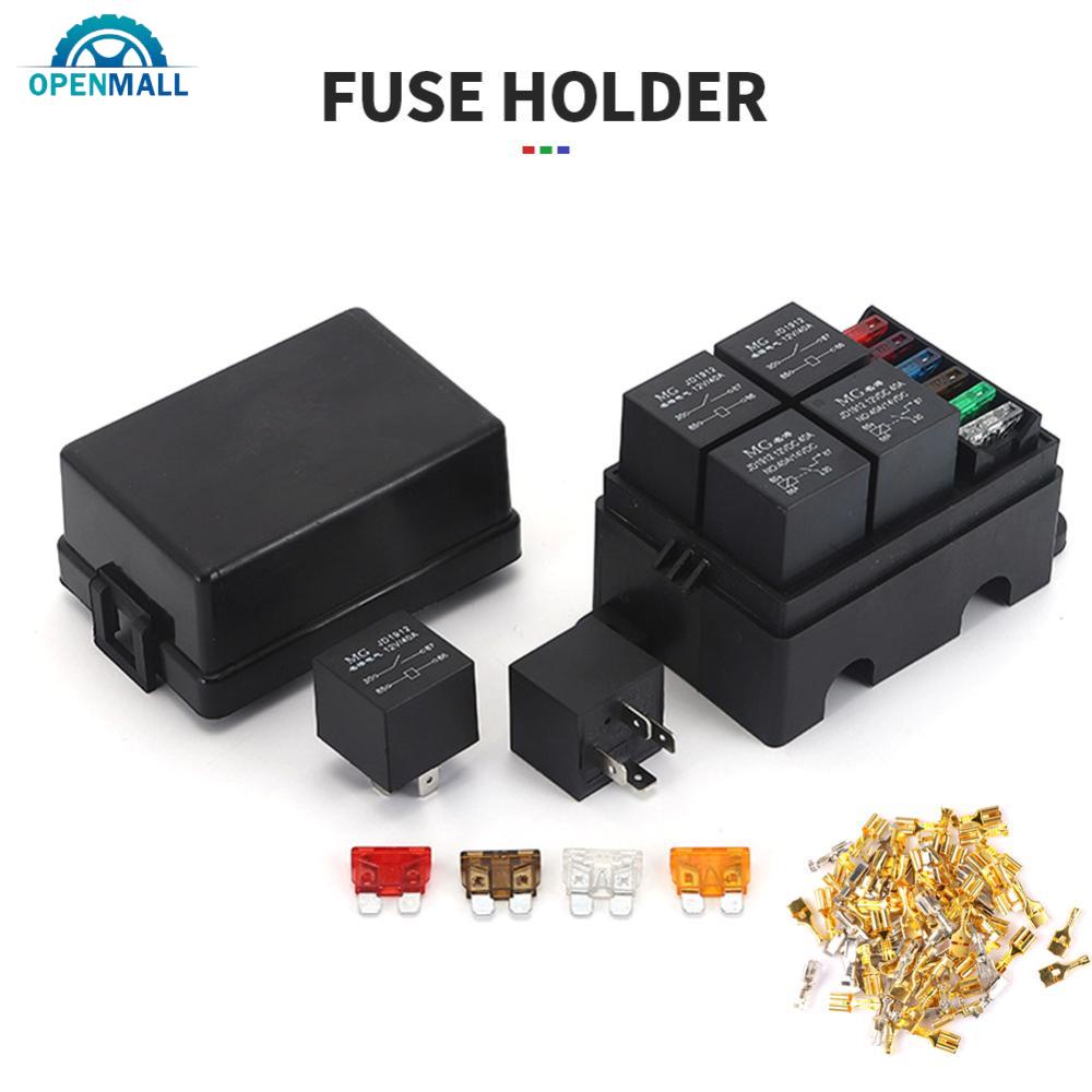OPENMALL 4 Relay Holder Free Combination Auto For Car Truck 6Way Fuse ...