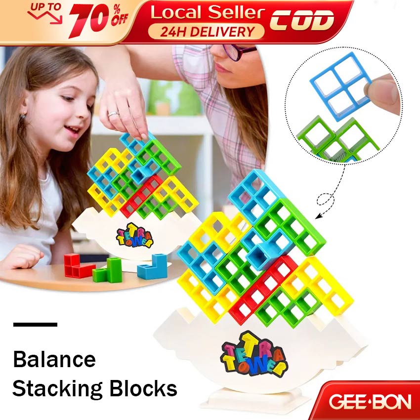 GEEBON Tetra Tower Game Stacking Toy Assembly Stack Building Block