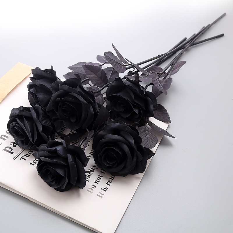 Artificial Black Rose Bouquet Fake Flowers Rose Decoration for