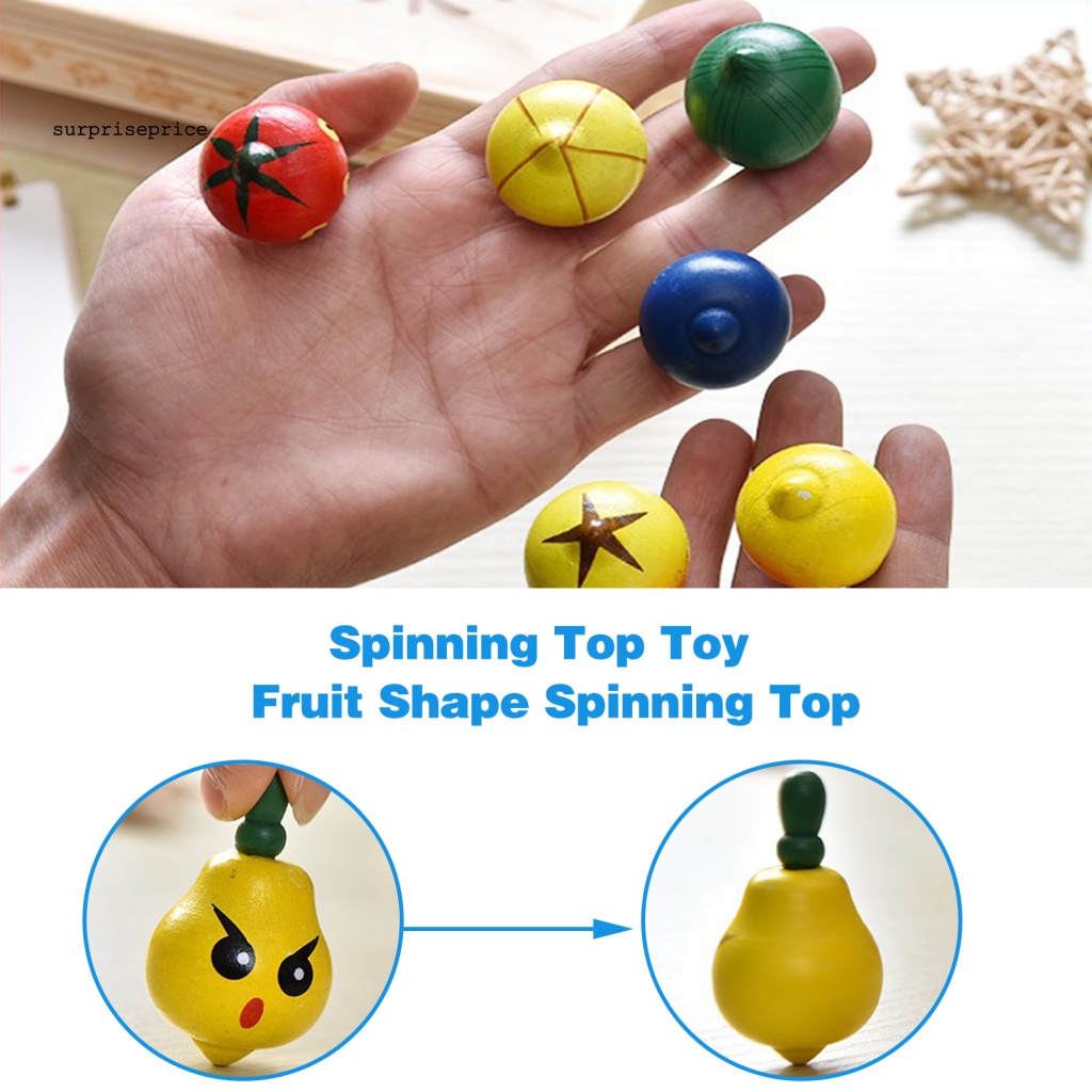 SPA Spinning Top Toy Spinning Top 2pack Cartoon Fruit Wooden Spinning