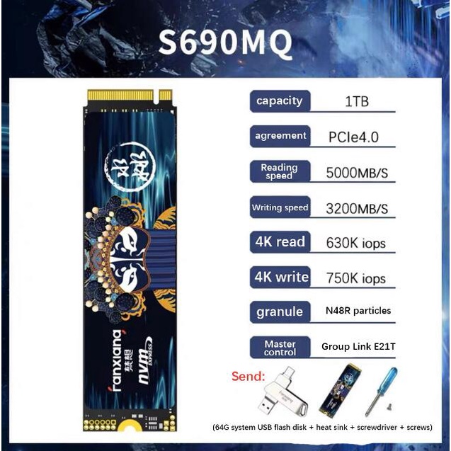 Fanxiang S690MQ SSD 1TB 2TB 4TB 5000MB/s M.2 NVMe PCIe 4.0 x4 Disk SLC  Cache Internal Solid State Drive For PS5 Laptop Desktop | Shopee Philippines