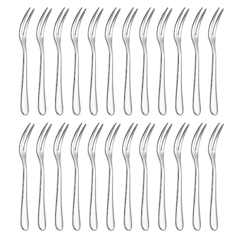 1Pc Stainless Steel TwoToothed Fruit Fork/Small Tableware Cake Dessert