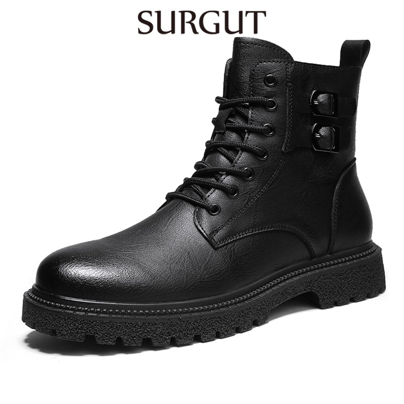 SURGUT Fashion Men's Boots Simple Retro Classic Style Zipper Men's