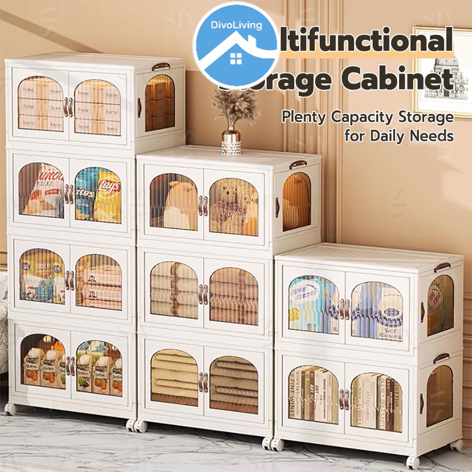 ️Multipurpose Moveable Folding Storage Cabinet Box With Wheel Kotak ...