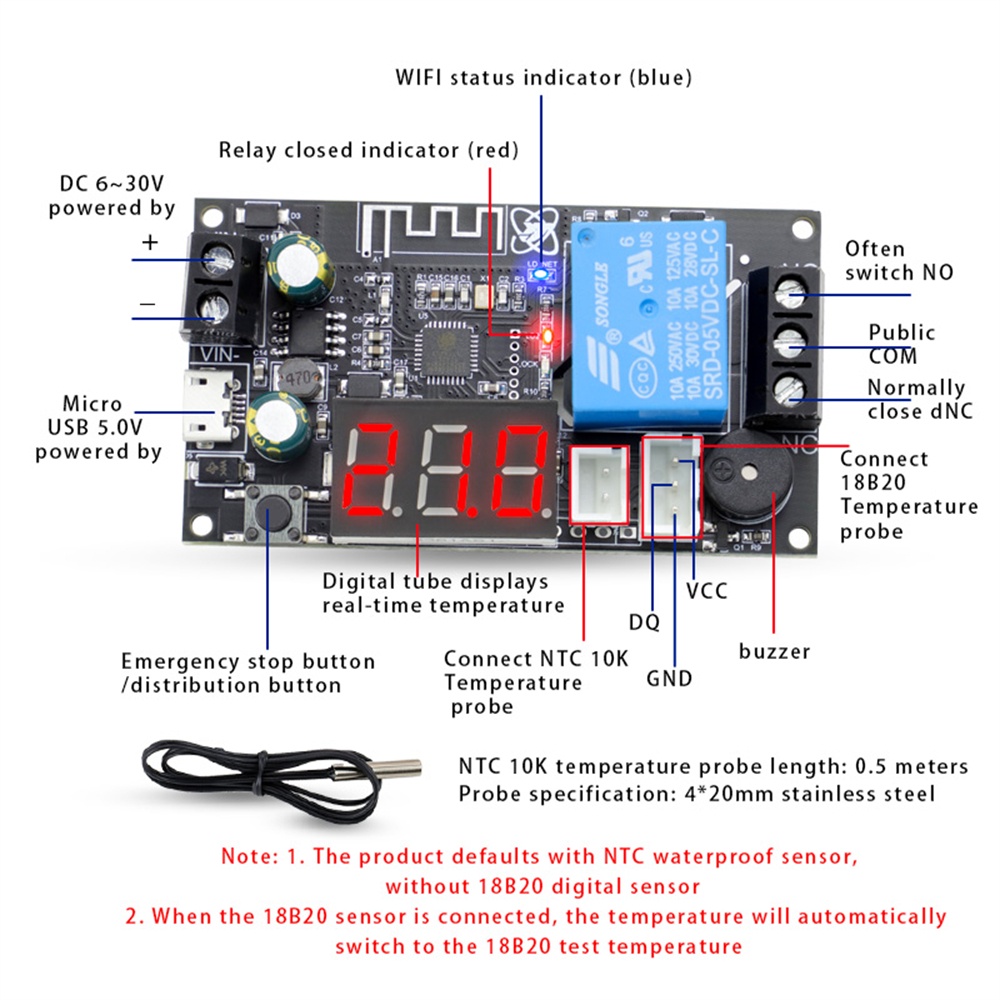 WIFI Remote Thermostat High Precision Temperature Controller Module