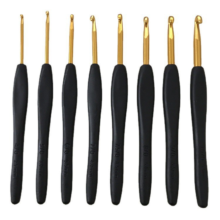8 Pieces/set Knitting Tool Sweater Needle Soft Handle Crochet Black ...
