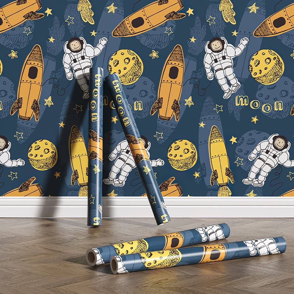 Peel and Stick Space Astronaut Wallpaper for Boys Kids Classroom ...
