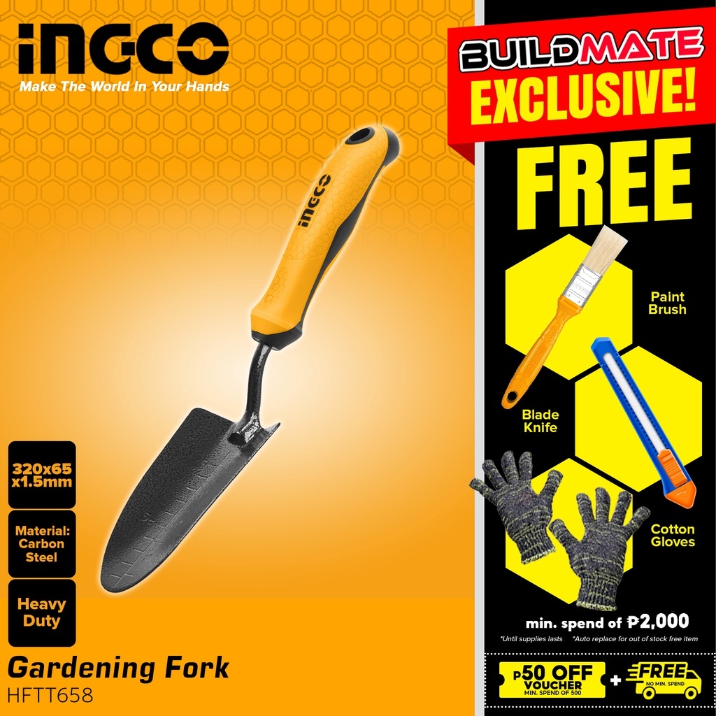 BUILDMATE Ingco Transplanter 320mm Trowel Carbon Steel Garden Trowel Hand Tools Plant HFTT658