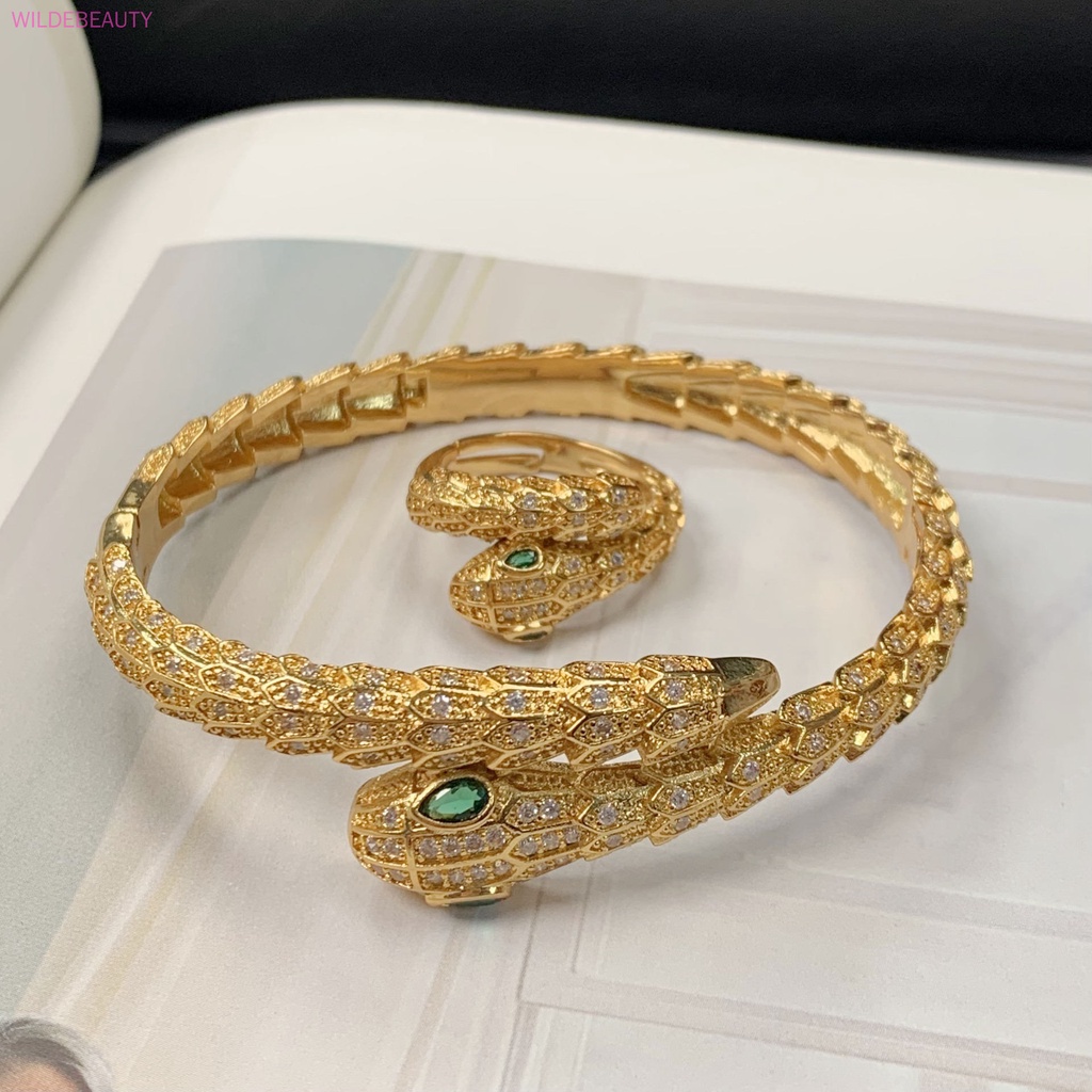 New European and American 24K gold plated snake bracelet copper gold