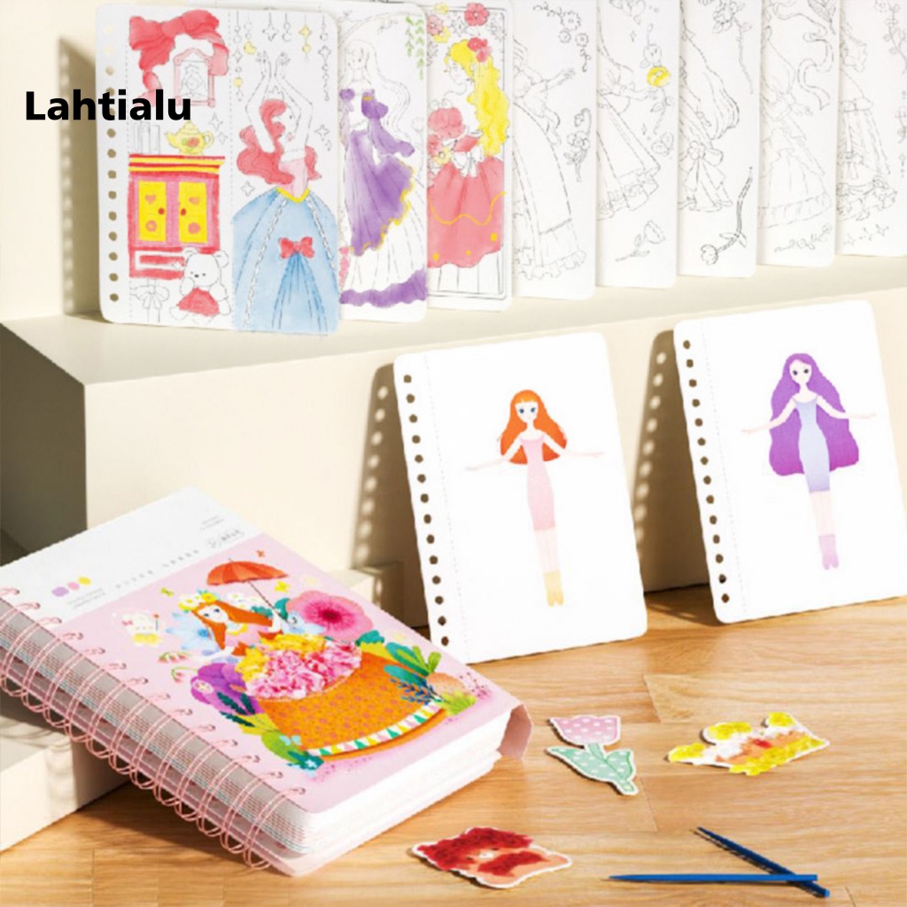 Lahtialu Educational Toy Drawing Book Kit Princess Dressup Drawing Kit