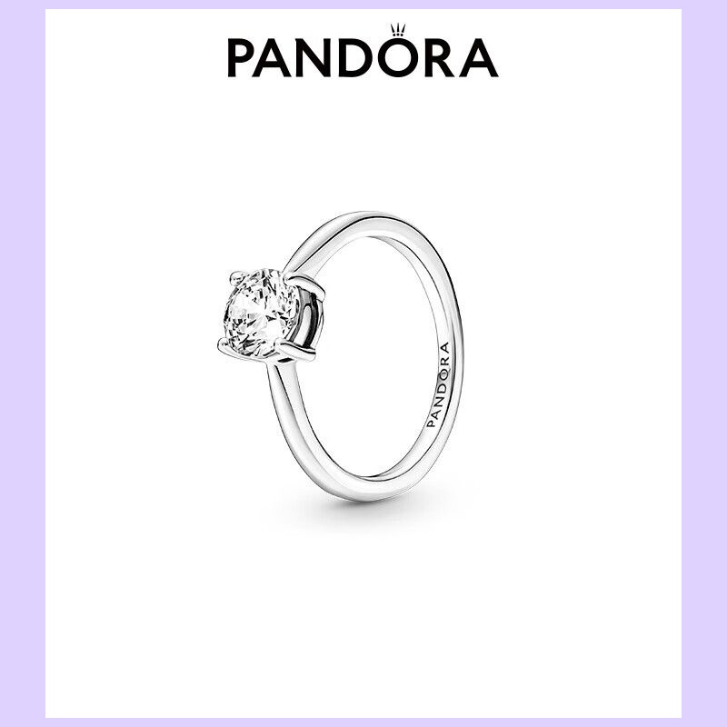 （Spot free shipment）Pandora 925 Silver Sparkle Solitaire Ring Simple ...