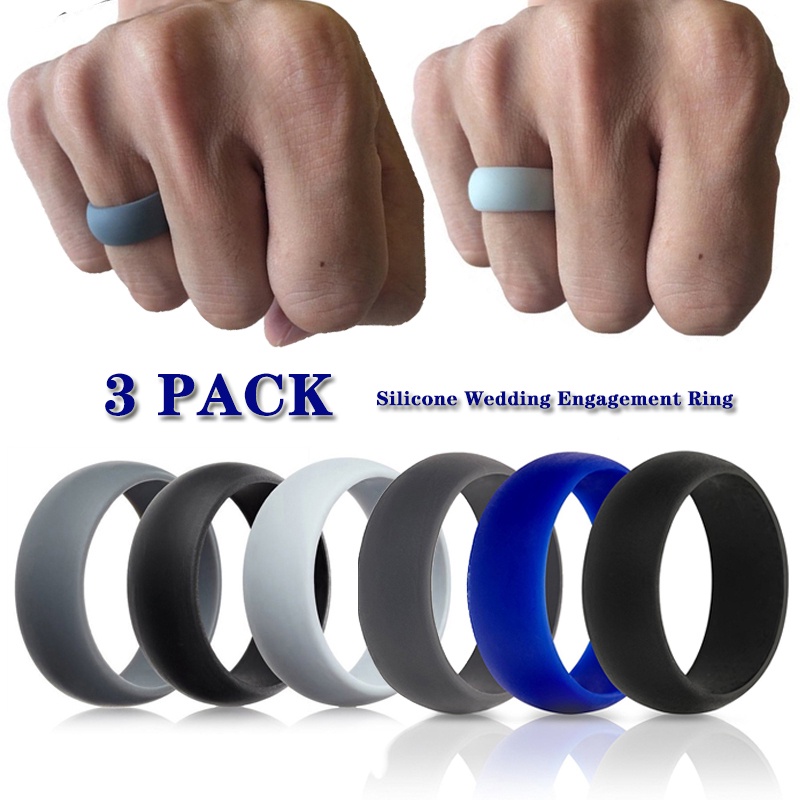 3PCS/Pack 8mm Silicone Rubber Bands Finger Rings Flexible Sports ...