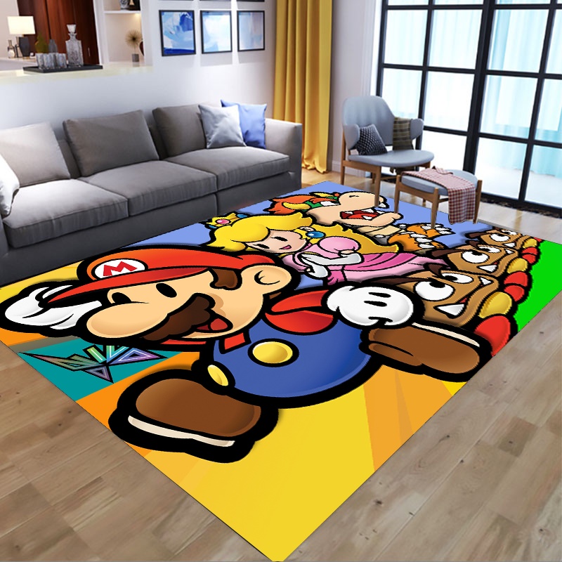 Marios Bathroom Carpet Anime Game Luigi Cartoon Flannel Rug Living Room ...