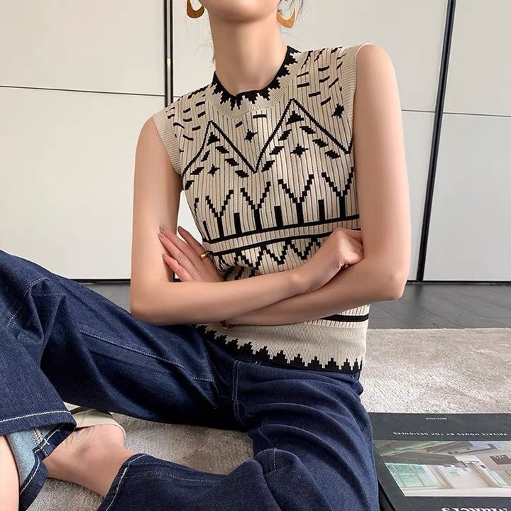 2025 Summer New Style Classy Knit Sleeveless Women's Vest All-Match Classy  Outer Dress Women