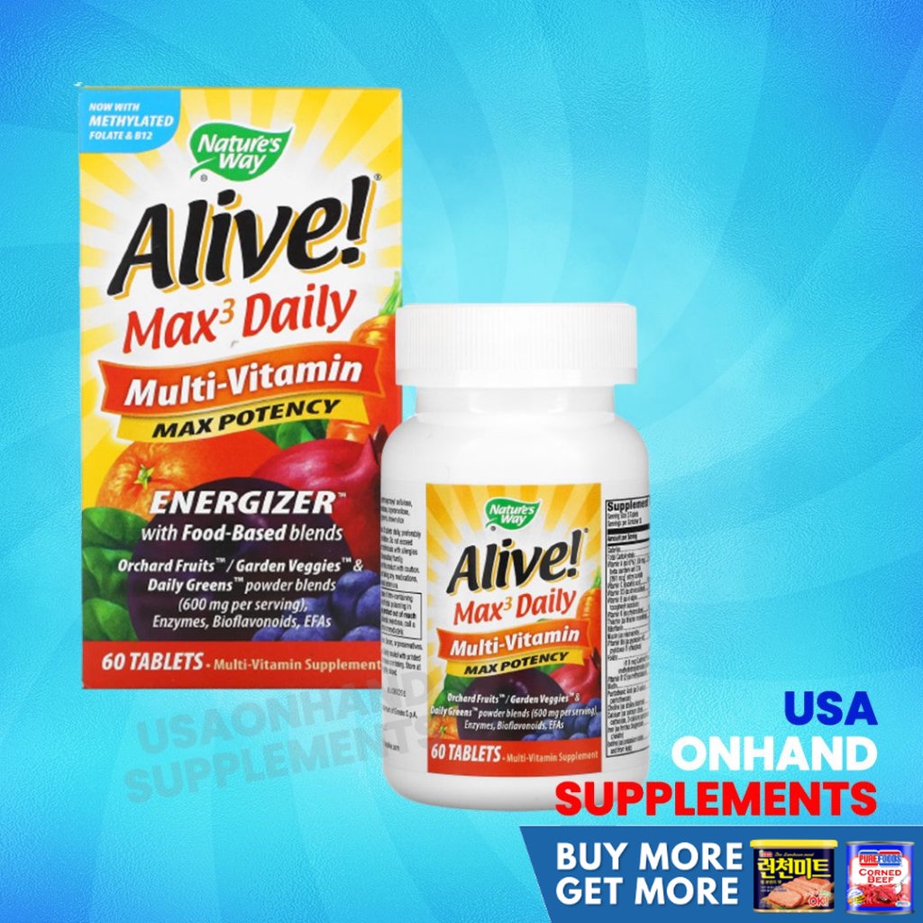 USA Onhand | Nature's Way, Alive! Max3 Potency, Men's And Women's Daily ...