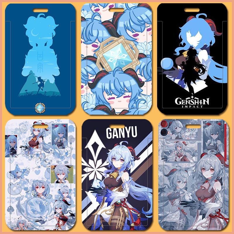 Anime Genshin Impact Ganyu DIY Name Card Student School ID Card Holder ...