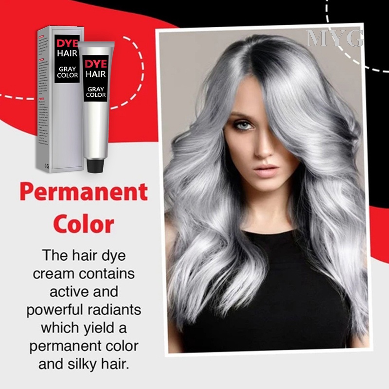 MYG 100ML Hair Creams Gray Color Hair Dye Cream Unisex Smoky Gray Punk ...