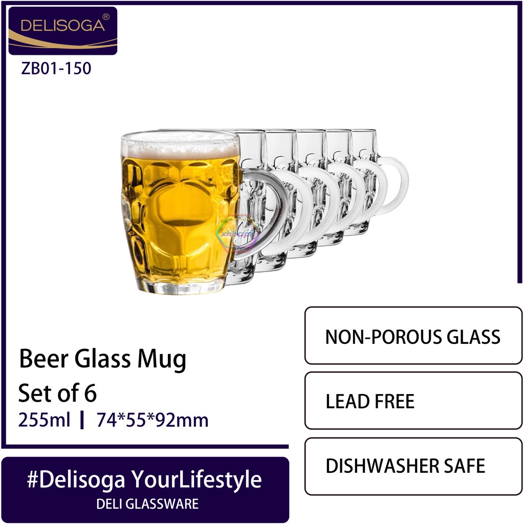 Deli Delisoga 255ml Glassware Glass Clear Drinking Mug Set (1pcs.6pcs ...
