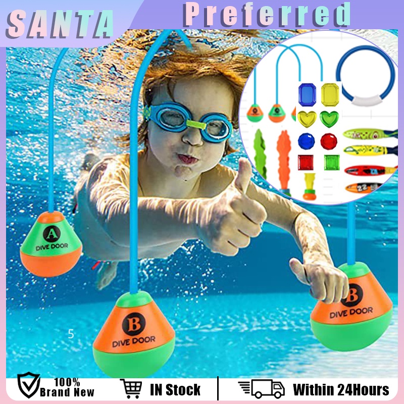 22Pcs/Set Underwater Swimming Pool Toys Diving Rings Stick Torpedoes