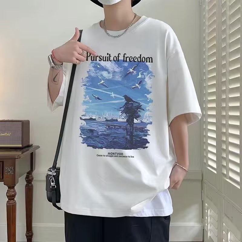 【M-8XL】4 Color Unisex Oversize Korean Style Graphic Printed White T ...