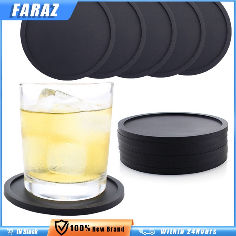 Drink Coffee Wine Tea Cup Coasters PVC Silicone Round Non-slip Soft ...