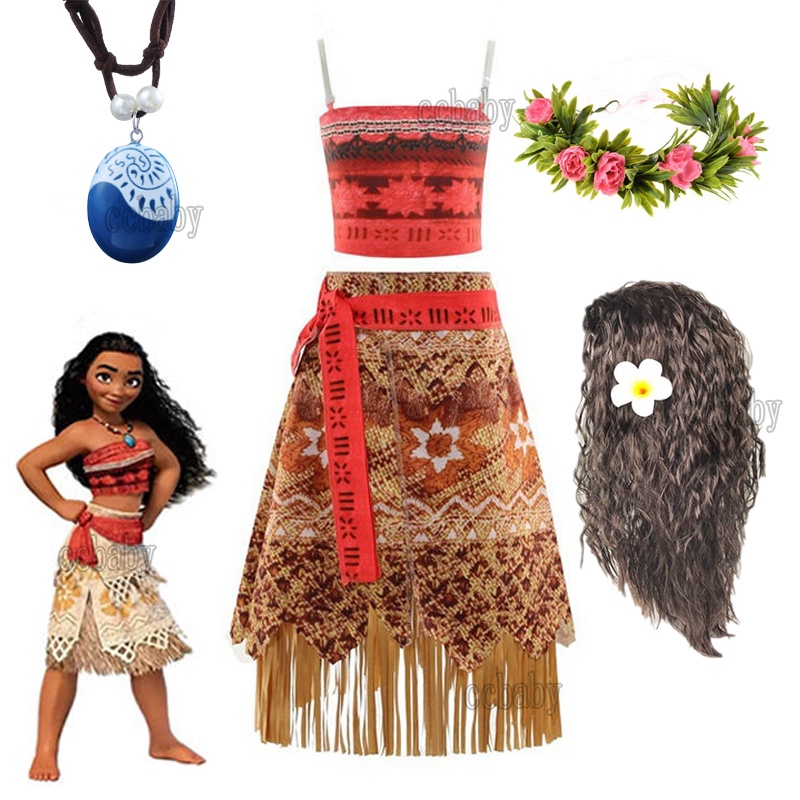 3pcs/Set Moana Costume for Kids Girl 2 3 4 5 6 7 8 9 10 Year Old ...