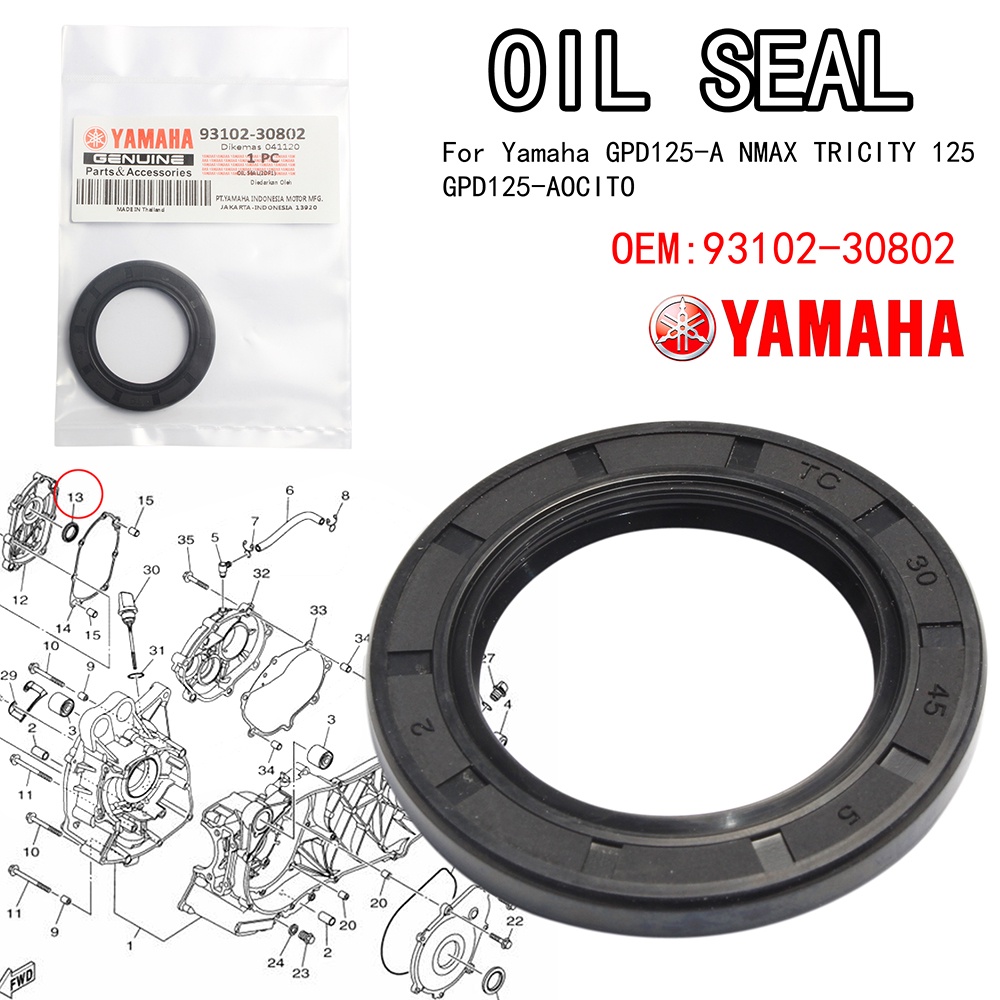 Kenada Racing Oil Seal Pulley Side Yamaha Nmax V1 93102-30802 Genuine ...