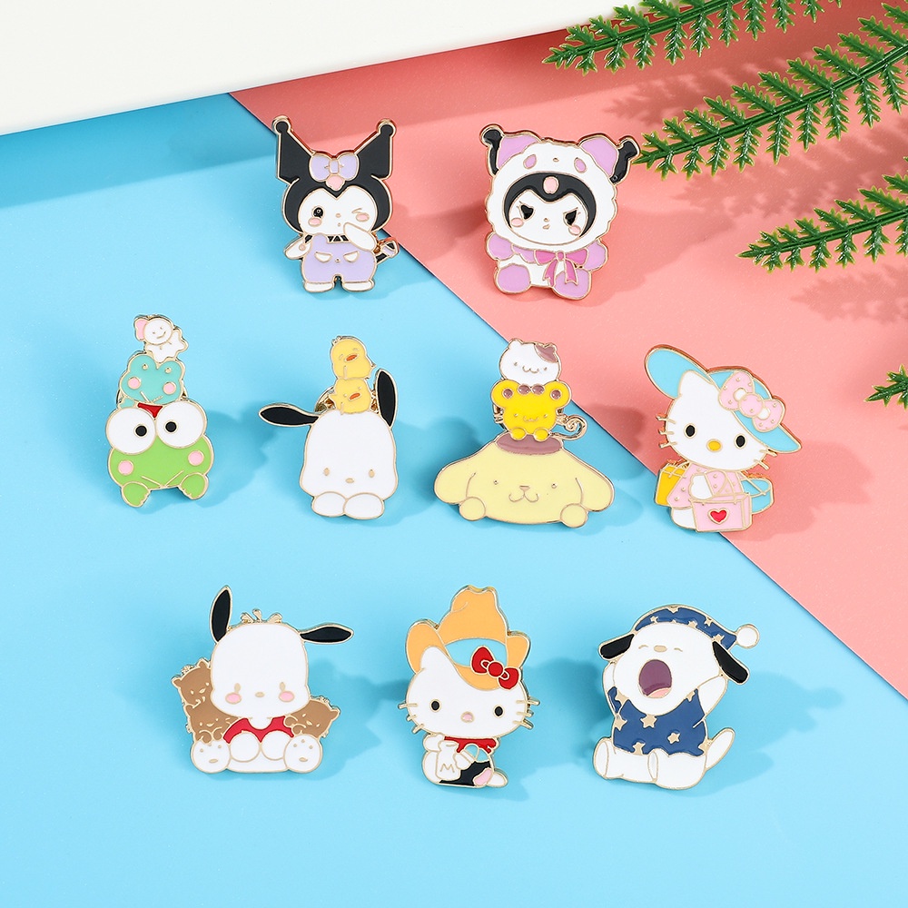 5 Pcs Cartoon Character Brooch Set Cute Hello Kitty