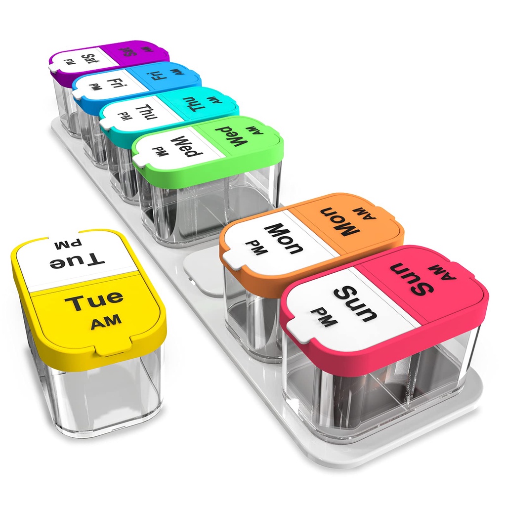 Extra Large Weekly Pill Organizer 2 Times A Day, Pill Box 7 Day Am Pm ...