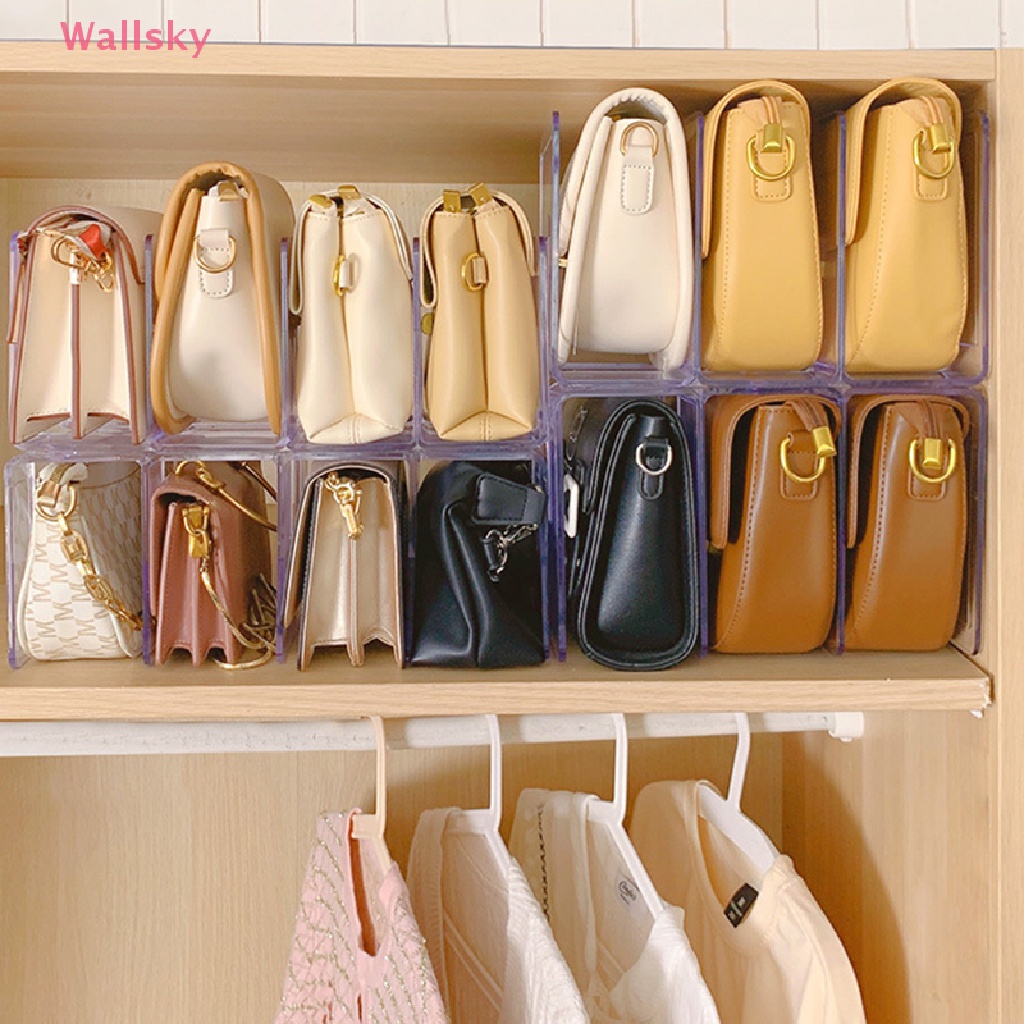 Wallsky> Handbag Storage Box Divider Shelf Storage Rack