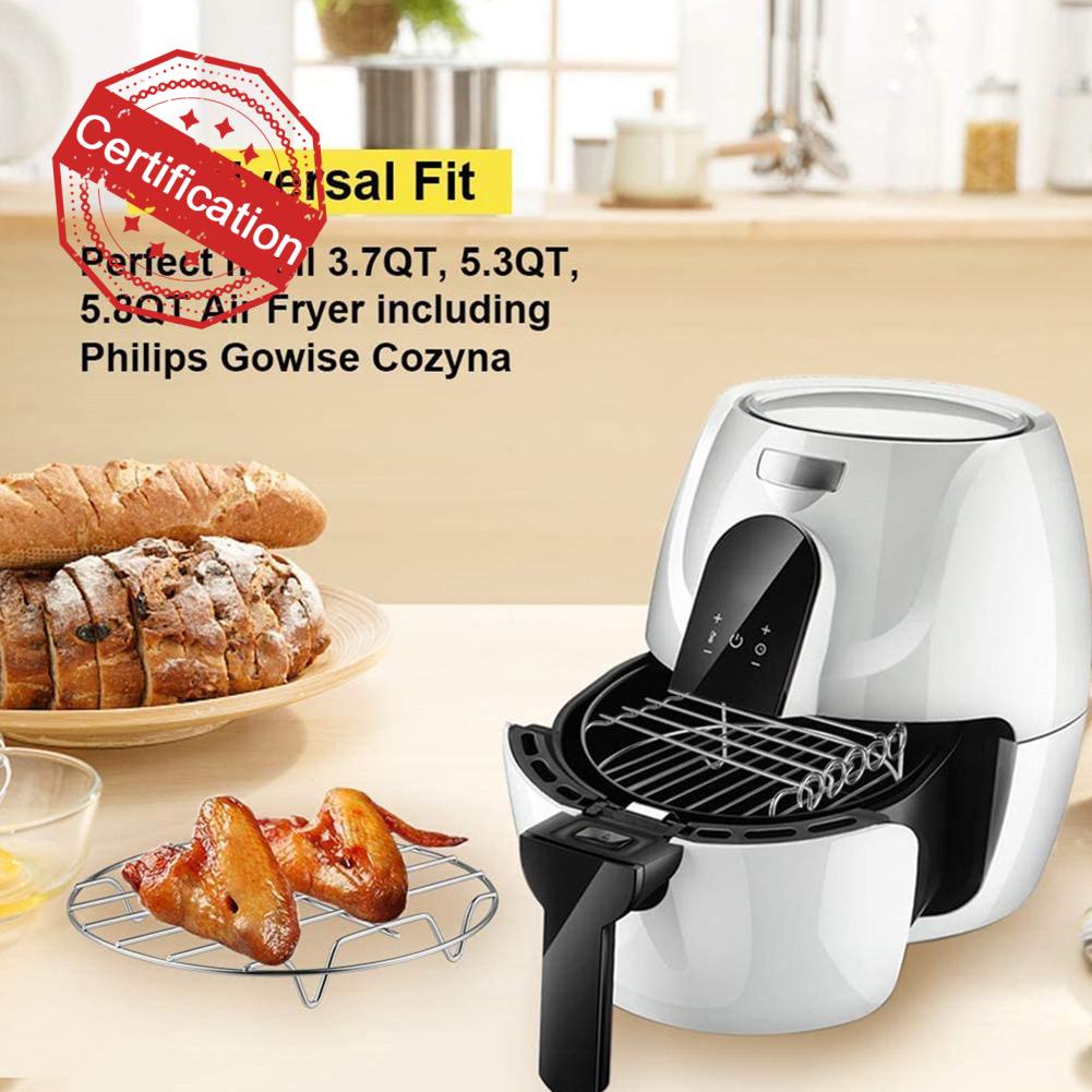 Stainless Steel Airfryer Double Layer Rack Versatile Round Roasting