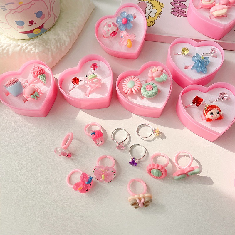 New Children's Toy Ring Cute Little Girl Diamond Cartoon Princess
