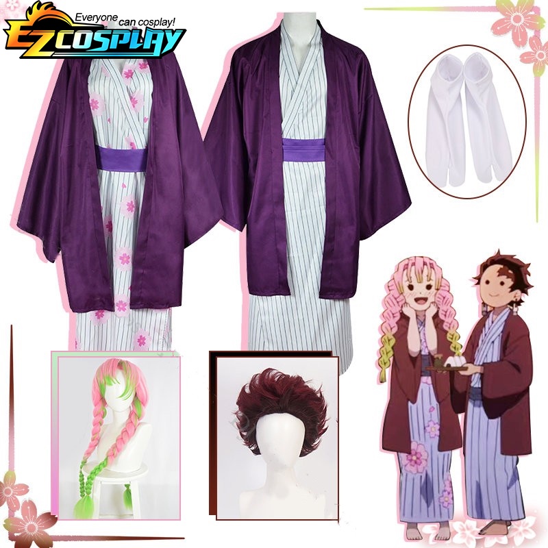 Anime Demon Slayer Mitsuri Kanroji Tanjiro Kamado Cosplay Costume Wig ...