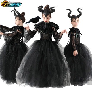 Little Girls Gothic Vampiress Costume Evil Queen Gown Tutu Dress for  Halloween Cosplay Party Clothing Kids